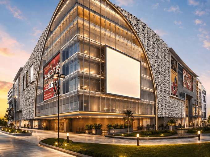 Illuminated commercial building at dusk — process and building loads coordinated with solar, storage and EV charging
